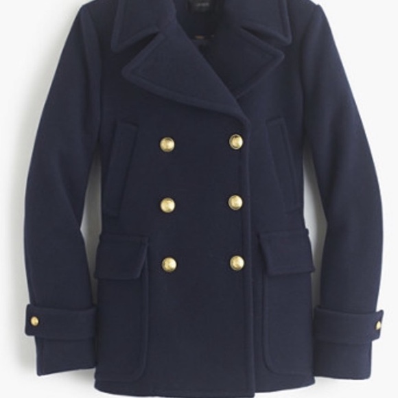 J. Crew Majesty Peacoat Stadium Cloth Nello Gori Navy Blue Wool style C8554, 12 - Picture 1 of 15